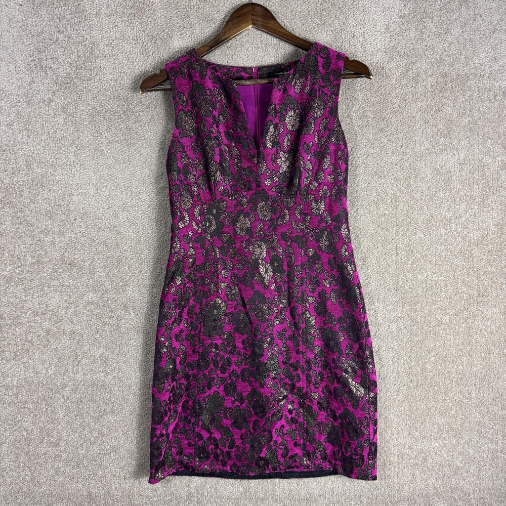 Nanette Lepore Dress Womens 2 Metallic Floral Brocade Party Fitted Cocktail NYC